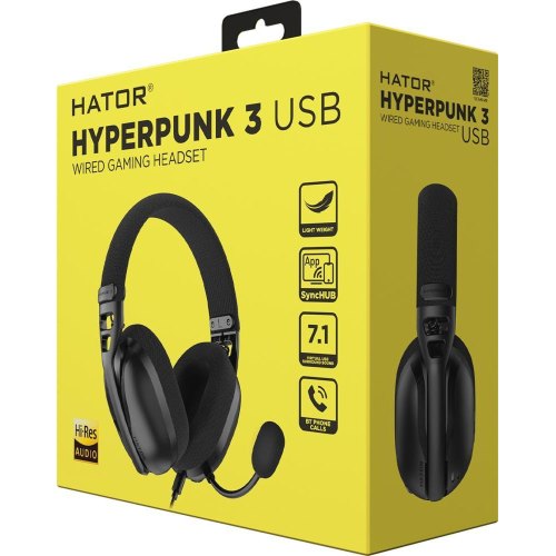 Гарнітура дротова, ігрова Hator Hyperpunk 3 USB Black (ESH10)