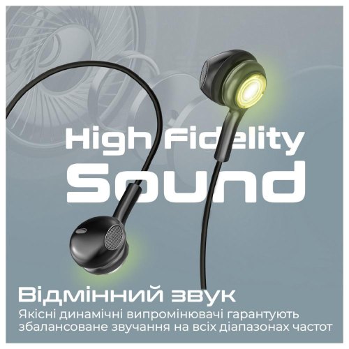 Гарнітура дротова Promate LumiBuds-C Black