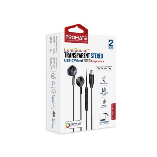 Гарнітура дротова Promate LumiBuds-C Black