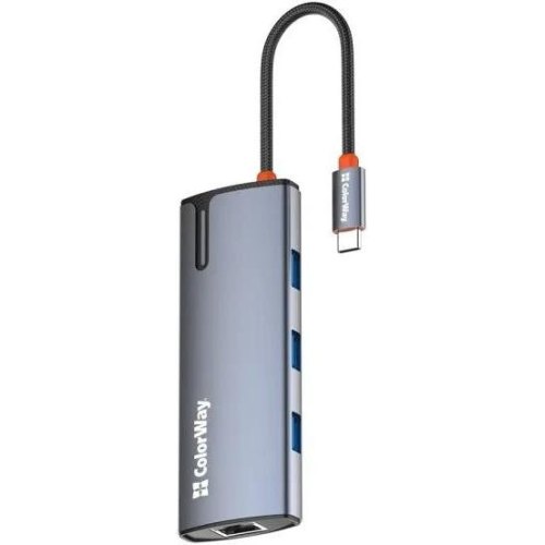 Док-станція ColorWay, USB Type-C to USB Type-C PD 100W/3xUSB 3.0/HDMI 4К/RJ-45 (CW-HUB02)