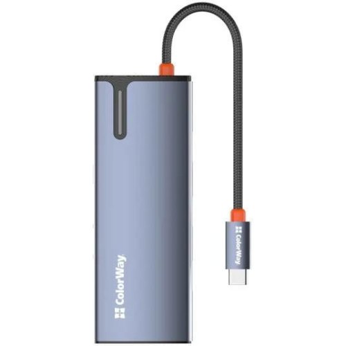 Док-станція ColorWay, USB Type-C to USB Type-C PD 100W/3xUSB 3.0/HDMI 4К/RJ-45 (CW-HUB02)
