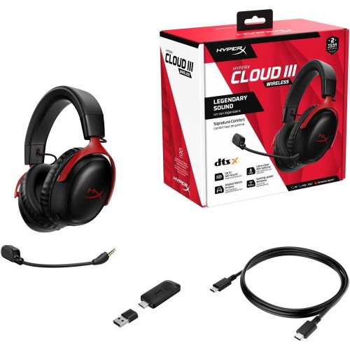 Гарнітура бездротова, ігрова HyperX Cloud III Wireless Black/Red (77Z46AA)