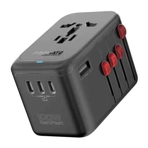 Мережевий зарядний пристрій Promate TripMate-GaN100, 100W, Black
