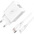 Мережевий зарядний пристрій SkyDolphin SC30T, 2xUSB Type-A, 2.1A, кабель USB Type-A to USB Type-C, White (SDMZP-000113)