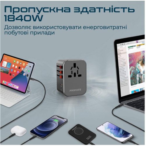 Мережевий зарядний пристрій Promate TripMate, 36W, Black