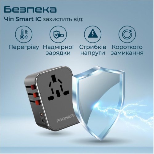 Мережевий зарядний пристрій Promate TripMate, 36W, Black