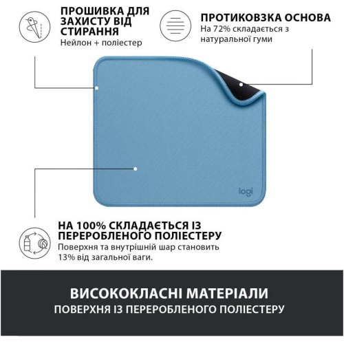 Килимок для миші Logitech Mouse Pad Studio, Blue (956-000051)