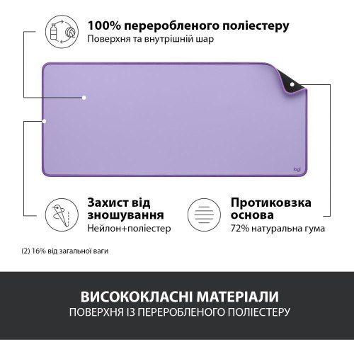 Килимок для миші Logitech Desk Mat Studio, Lavender (956-000054)