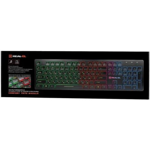 Клавіатура дротова REAL-EL Comfort 7070 Ukr, Black (EL123100018)