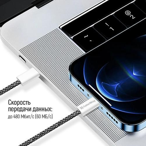 Кабель ColorWay, USB Type-C to USB Type-C, 3А, 1м, Black (CW-CBPDCC061-BK)