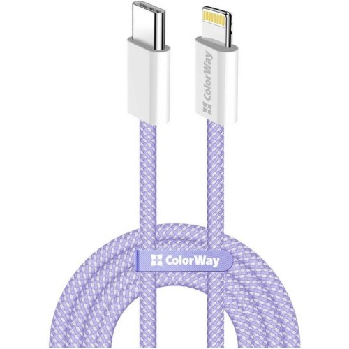 Кабель ColorWay, USB Type-C to Lightning, 3.0А, 1м, Purple (CW-CBPDCL061-PU)