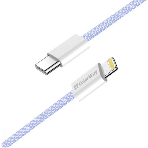 Кабель ColorWay, USB Type-C to Lightning, 3.0А, 1м, Purple (CW-CBPDCL061-PU)