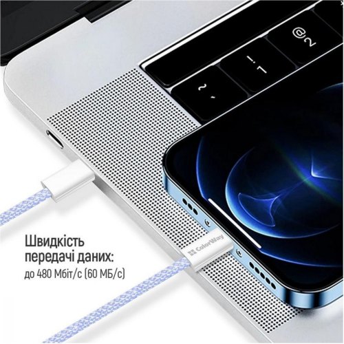 Кабель ColorWay, USB Type-C to Lightning, 3.0А, 1м, Purple (CW-CBPDCL061-PU)