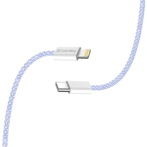 Кабель ColorWay, USB Type-C to Lightning, 3.0А, 1м, Purple (CW-CBPDCL061-PU)