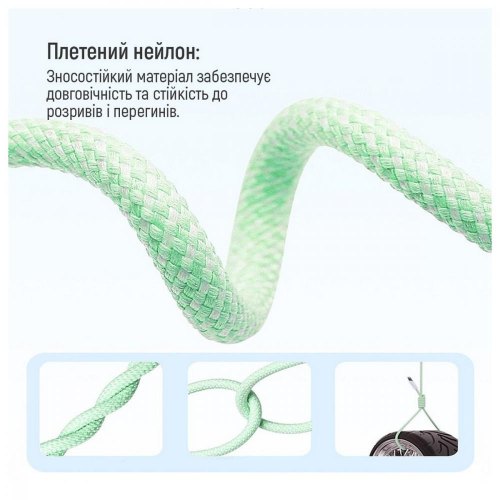 Кабель ColorWay, USB Type-C to Lightning, 3.0А, 1м, Green (CW-CBPDCL061-G)