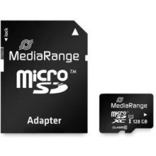 Карта пам'яті MediaRange, 128GB, MicroSDHC, UHS-I Class 10, читання 80Мб/с, запис 10Мб/с, SD-адаптер (MR945)