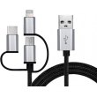 Кабель REAL-EL Premium 3in1, USB Type-A to Lightning/MicroUSB/USB Type-C, 1м, Black (EL123500035)