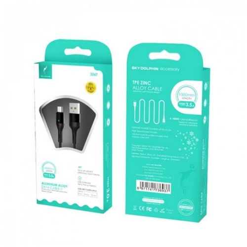 Кабель SkyDolphin S06T LED Smart Power, USB Type-A to USB Type-C, 1м, Black (USB-000557)