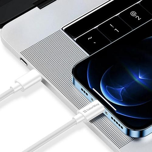 Кабель ColorWay, USB Type-C to USB Type-C, PD Fast Charging 65W, 3А, 1м, White (CW-CBPDCC055-WT)