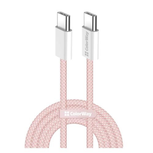 Кабель ColorWay, USB Type-C to USB Type-C, 3А, 1м, Pink (CW-CBPDCC061-P)
