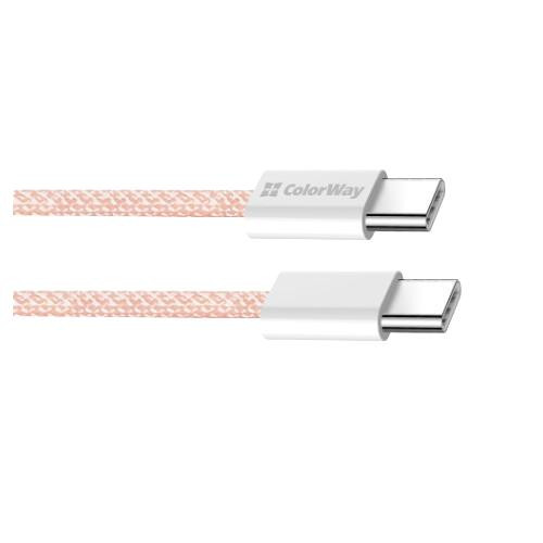 Кабель ColorWay, USB Type-C to USB Type-C, 3А, 1м, Pink (CW-CBPDCC061-P)