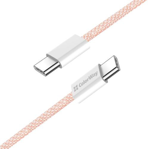 Кабель ColorWay, USB Type-C to USB Type-C, 3А, 1м, Pink (CW-CBPDCC061-P)