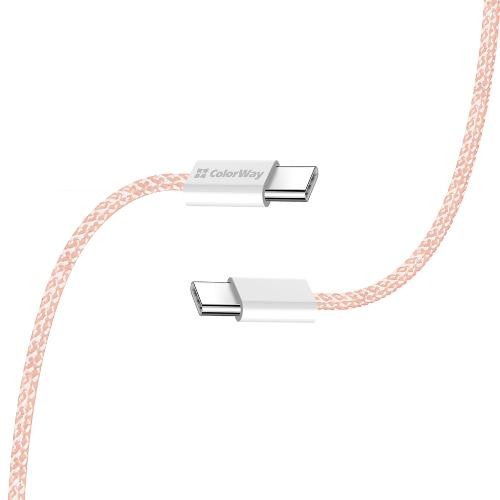Кабель ColorWay, USB Type-C to USB Type-C, 3А, 1м, Pink (CW-CBPDCC061-P)