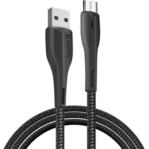Кабель ColorWay, USB Type-A to MicroUSB, LED, 2.4А, 1м, Black (CW-CBUM034-BK)