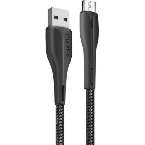Кабель ColorWay, USB Type-A to MicroUSB, LED, 2.4А, 1м, Black (CW-CBUM034-BK)