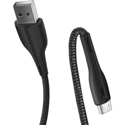Кабель ColorWay, USB Type-A to MicroUSB, LED, 2.4А, 1м, Black (CW-CBUM034-BK)