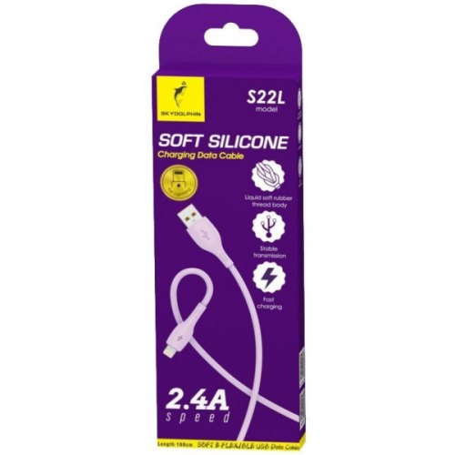 Кабель SkyDolphin S22V Soft Silicone, USB Type-A to MicroUSB, 1м, Violet (USB-000606)