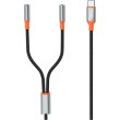 Кабель XO, AUX 2х3.5мм (F) - USB Type-C (M), 1м, Black (NB-R269B.black)