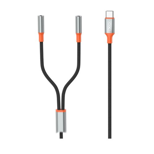 Кабель XO, AUX 2х3.5мм (F) - USB Type-C (M), 1м, Black (NB-R269B.black)