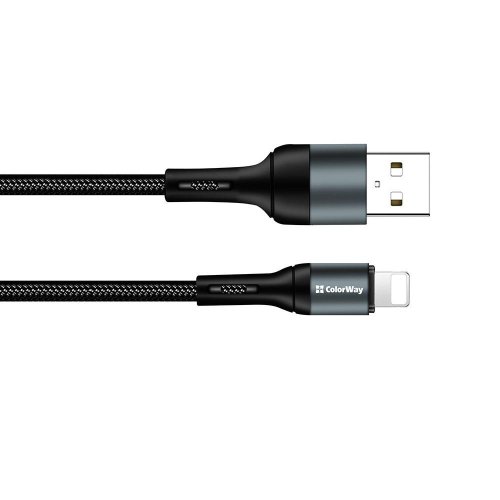 Кабель ColorWay, USB Type-A to Lightning, 2.4А, 1м, Black (CW-CBUL045-BK)