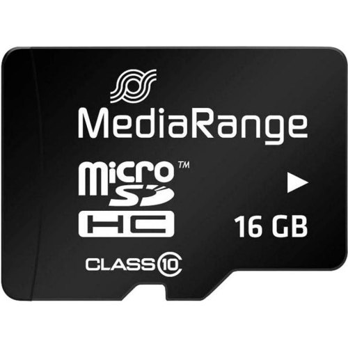 Карта пам'яті MediaRange, 16GB, MicroSDHC, Class 10, читання 45Мб/с, запис 12Мб/с, SD-адаптер (MR958)