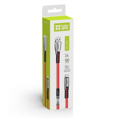 Кабель ColorWay, USB Type-A to MicroUSB, 2.4А, 1м, Red (CW-CBUM011-RD)