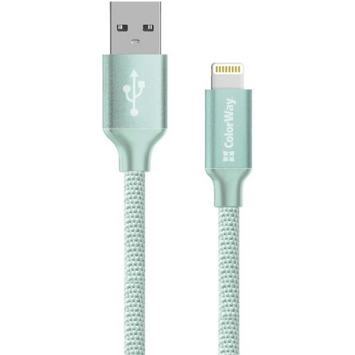 Кабель ColorWay, USB Type-A to Lightning, 2.4А, 2м, Mint (CW-CBUL007-MT)