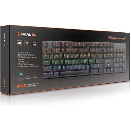 Клавіатура дротова REAL-EL M 13, USB, Grey (EL123100045)
