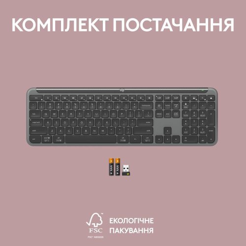 Клавіатура бездротова Logitech Signature Slim K950, US, USB, Graphite (920-012465)