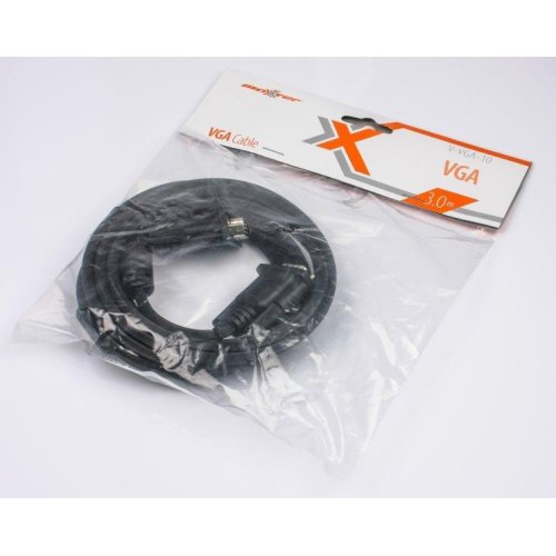 Кабель Maxxter, VGA to VGA, HD15, 3+4C, 2 ферити, 3м, чорний (V-VGA-10)