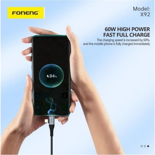 Кабель Foneng X92 4-in-1, USB Type-A/USB Type-C to USB Type-C/Lightning, 60W, 1м, Black (X92-CA-FIO)