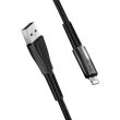 Кабель ColorWay, USB Type-A to Lightning, 2.4А, LED, 1м, Black (CW-CBUL035-BK)