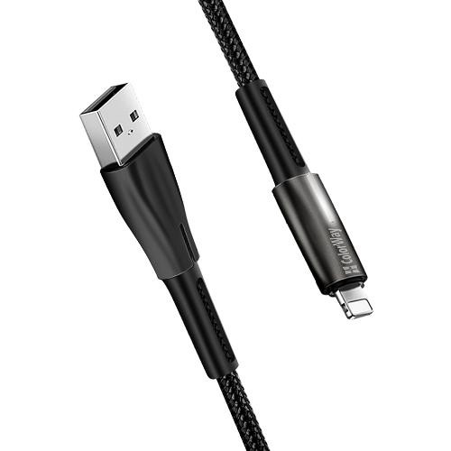 Кабель ColorWay, USB Type-A to Lightning, 2.4А, LED, 1м, Black (CW-CBUL035-BK)