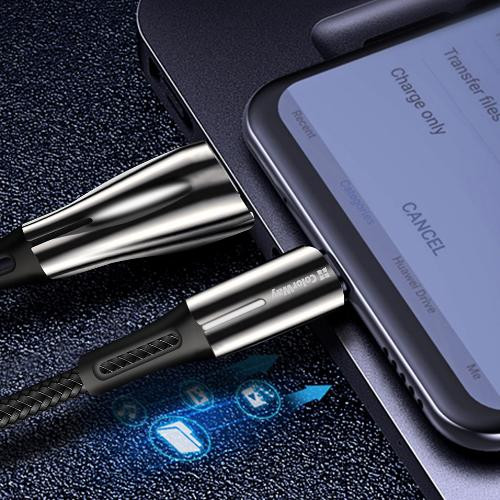 Кабель ColorWay, USB Type-A to Lightning, 2.4А, LED, 1м, Black (CW-CBUL035-BK)