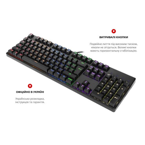 Клавіатура дротова Motospeed CK107, Outemu Blue, RGB, Ukr, Black (mtk96mb)
