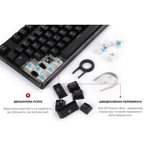Клавіатура дротова Motospeed CK107, Outemu Blue, RGB, Ukr, Black (mtk96mb)