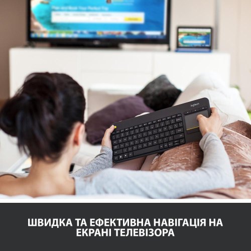 Клавіатура бездротова Logitech K400 Plus, Black (920-007145)