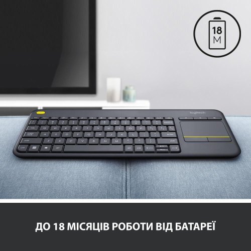 Клавіатура бездротова Logitech K400 Plus, Black (920-007145)