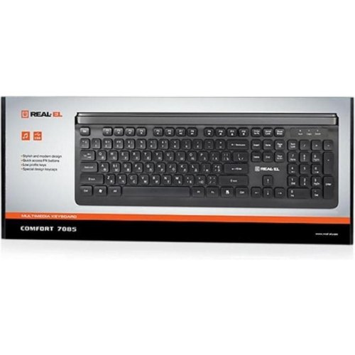 Клавіатура дротова REAL-EL Comfort 7085 Ukr, Black (EL123100032)