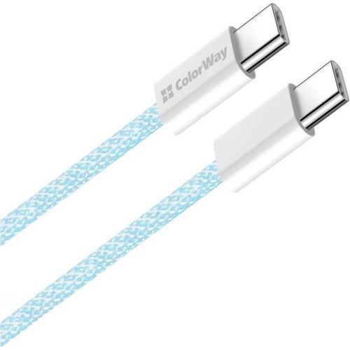 Кабель ColorWay, USB Type-C to USB Type-C, 3А, 1м, Blue (CW-CBPDCC061-BL)